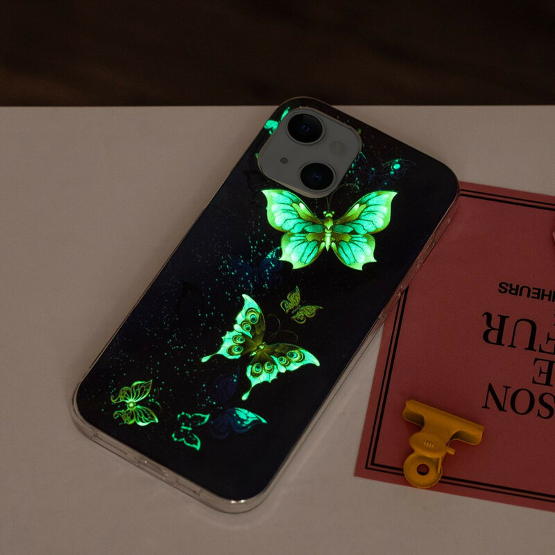 Funda fluorescente de mariposas para el iPhone serie 13