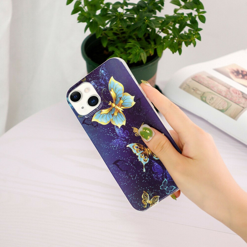 Funda fluorescente de mariposas para el iPhone serie 13