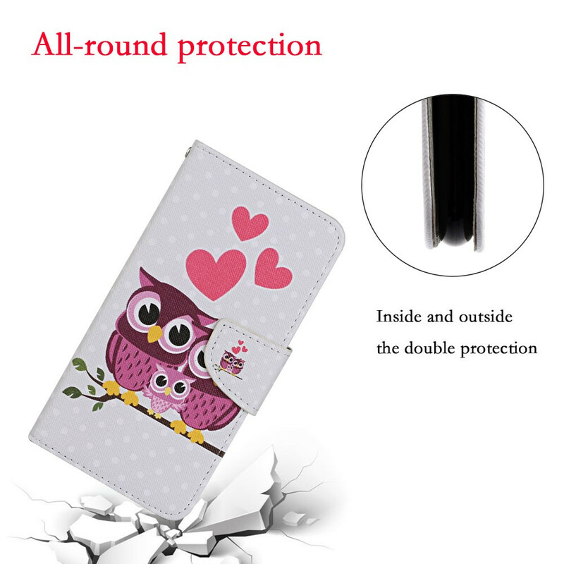 Funda familiar de búho para iPhone 13 con cordón