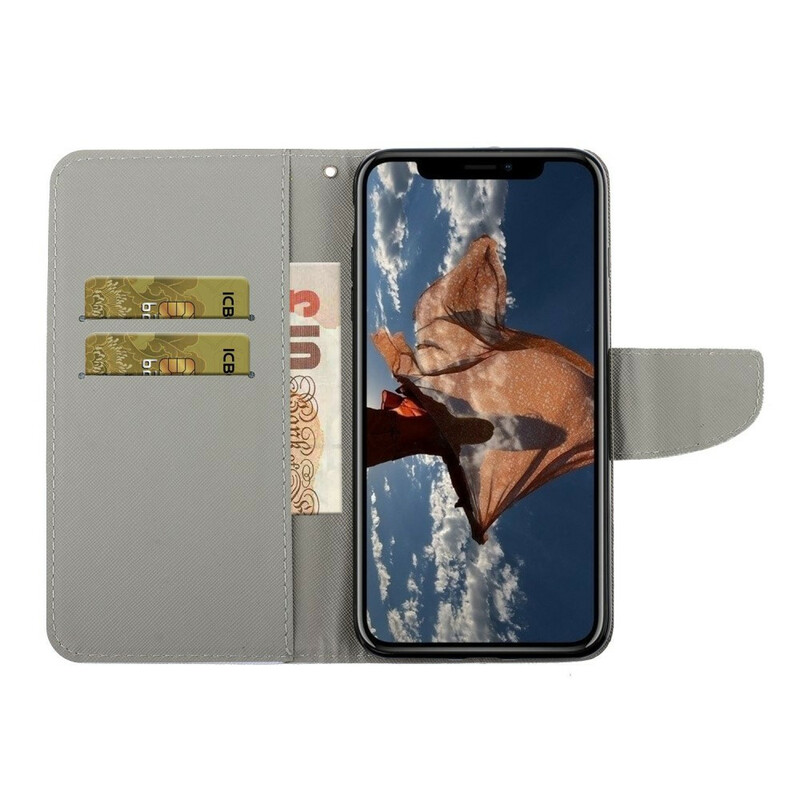 Funda familiar de búho para iPhone 13 con cordón