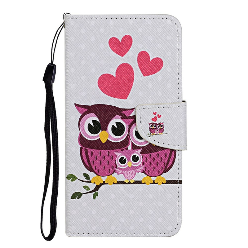 Funda familiar de búho para iPhone 13 con cordón