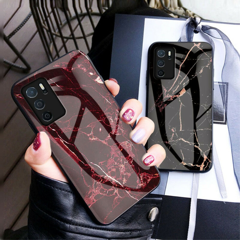 Oppo A16 / A16s Marble Colors Funda de cristal templado