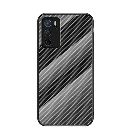 Oppo A16 / A16s Funda de cristal templado de fibra de carbono