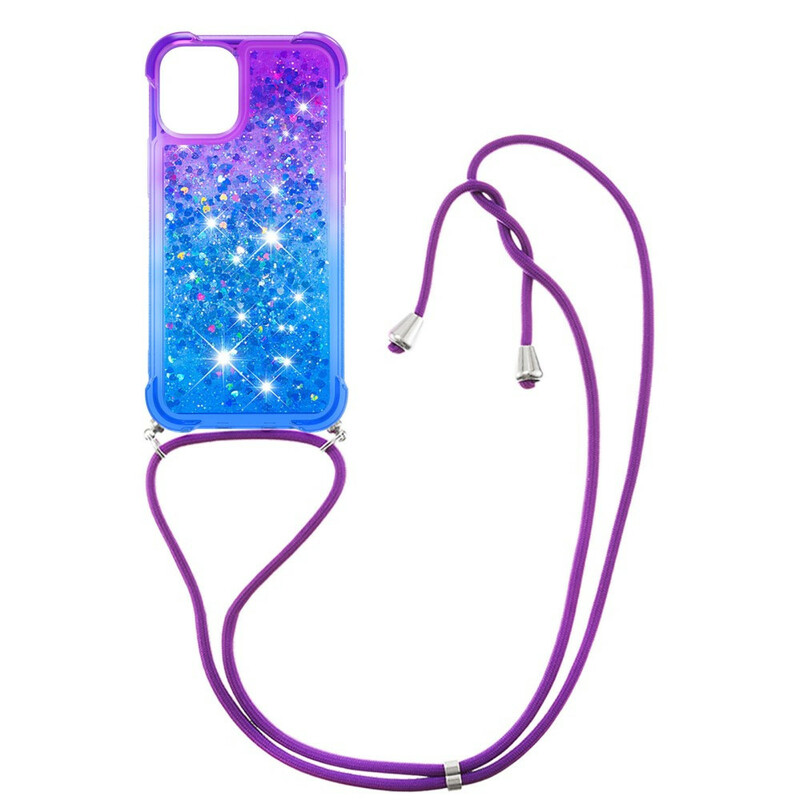 Funda de silicona con purpurina y cordón para el iPhone 13