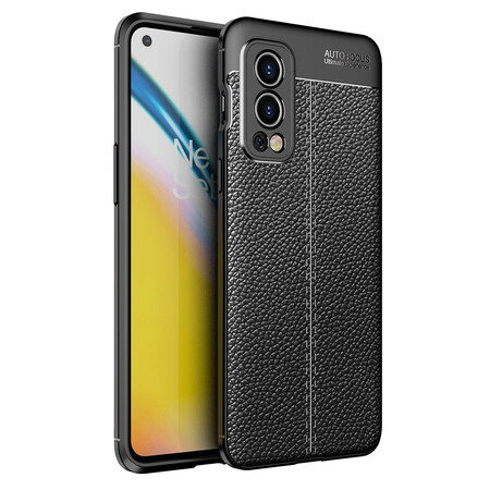 OnePlus Nord 2 5G Funda Efecto Cuero Línea Doble Lichi