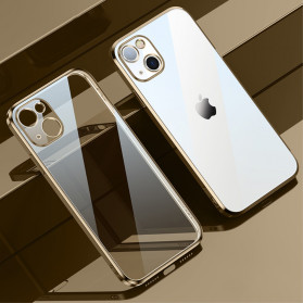 Funda para iPhone 13 con bordes metálicos transparentes SULADA