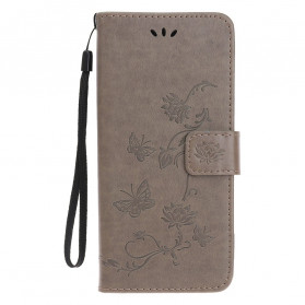 Funda para Motorola Edge 20 Lite Mariposas y flores con colgante