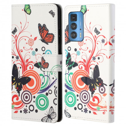 Funda Motorola Edge 20 Pro Mariposas y Flores