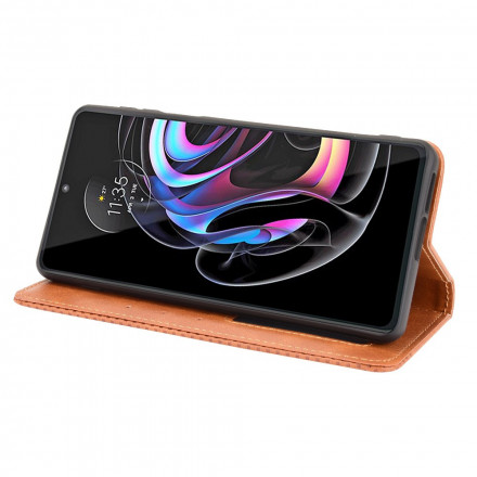 Funda abatible Motorola Edge 20 Pro Efecto Cuero Estilo Vintage