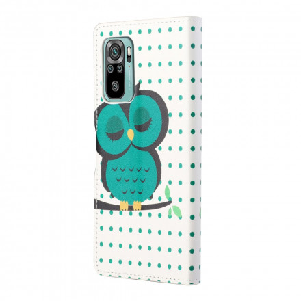 Funda con colgante para el Xiaomi Redmi 10 Sleeping Owl