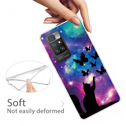 Xiaomi Redmi 10 Funda Gato y mariposas en el espacio