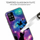 Xiaomi Redmi 10 Funda de cristal templado Gato y mariposas en el espacio