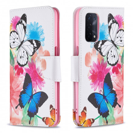 Funda Oppo A54 5G / A74 5G Mariposas y flores pintadas