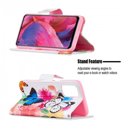 Funda Oppo A54 5G / A74 5G Mariposas y flores pintadas