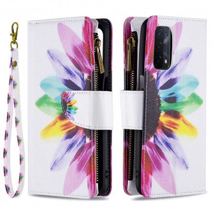 Funda Oppo A54 5G / A74 5G Bolsillo con cremallera Flor