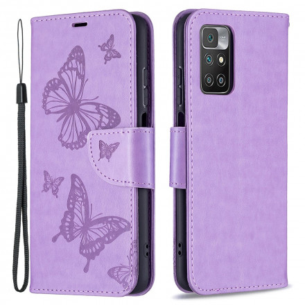 Funda con colgante impresa de mariposa para el Xiaomi Redmi 10