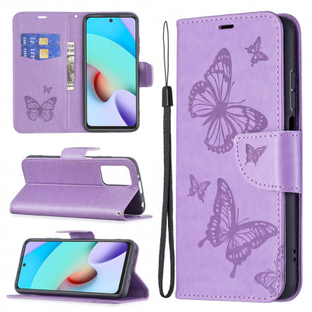 Funda con colgante impresa de mariposa para el Xiaomi Redmi 10