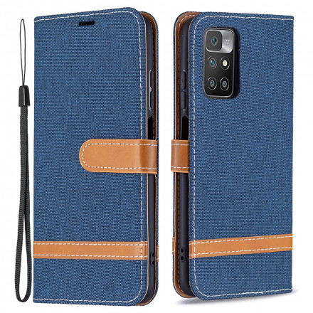Funda de tela y colgante efecto cuero para el Xiaomi Redmi 10 Funda de tela y colgante efecto cuero para el Xiaomi Redmi 10