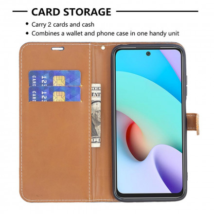 Funda de tela y colgante efecto cuero para el Xiaomi Redmi 10 Funda de tela y colgante efecto cuero para el Xiaomi Redmi 10