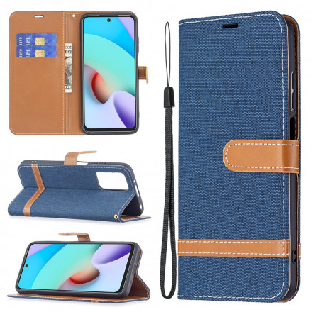 Funda de tela y colgante efecto cuero para el Xiaomi Redmi 10 Funda de tela y colgante efecto cuero para el Xiaomi Redmi 10