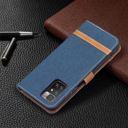 Funda de tela y colgante efecto cuero para el Xiaomi Redmi 10 Funda de tela y colgante efecto cuero para el Xiaomi Redmi 10