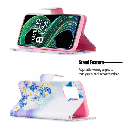 Funda Realme 8 5G Mariposas y flores pintadas
