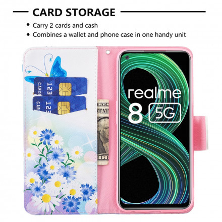 Funda Realme 8 5G Mariposas y flores pintadas