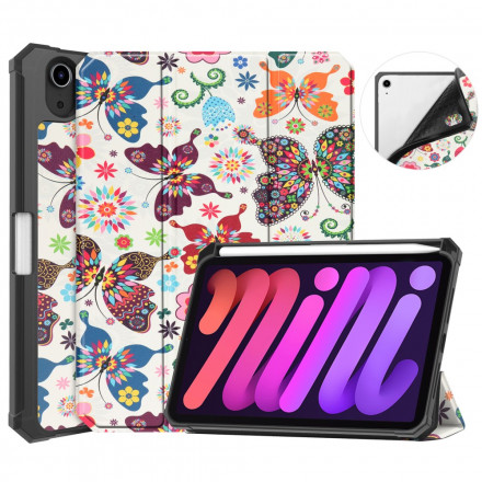 Smart Funda iPad Mini 6 (2021) Stylus Funda Vintage Flowers