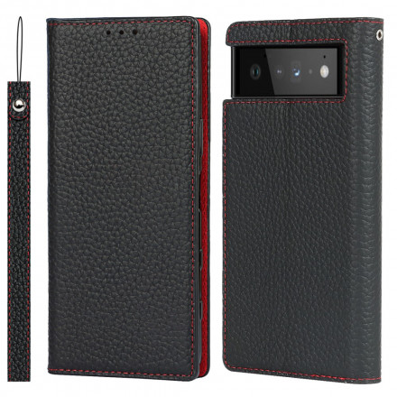 Funda Flip Cover Google Pixel 6 Cuero genuino Lichi Colgante
