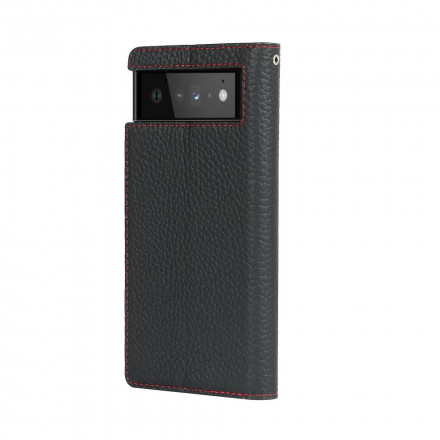 Funda Flip Cover Google Pixel 6 Cuero genuino Lichi Colgante