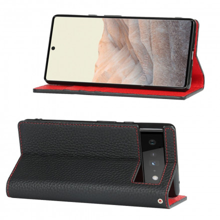 Funda Flip Cover Google Pixel 6 Cuero genuino Lichi Colgante