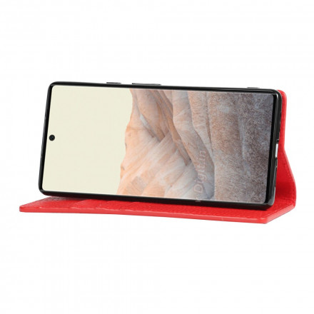 Funda Flip Cover Google Pixel 6 de cuero genuino con colgante de lichi