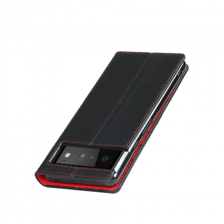 Funda Flip Cover Google Pixel 6 Cuero genuino Lichi Colgante