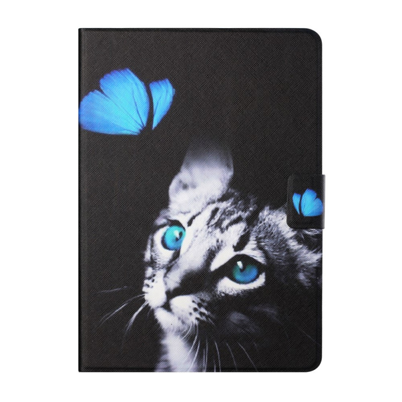 iPad Mini 7 (2024) / Mini 6 (2021) Funda Gato y Mariposa Azul