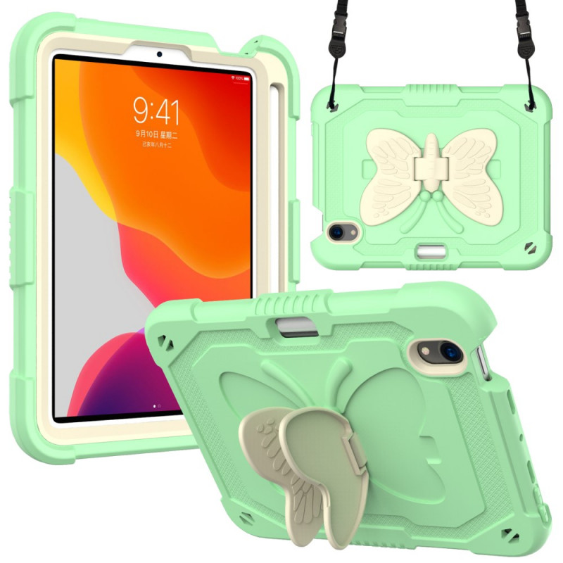 Funda ultra resistente para iPad Mini 6 (2021) con colgante de mariposa para el hombro