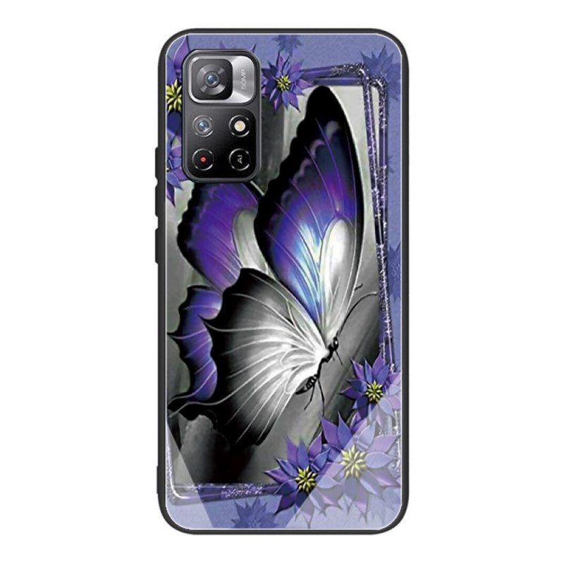 Funda Poco M4 Pro 5G de cristal templado Butterfly Purple