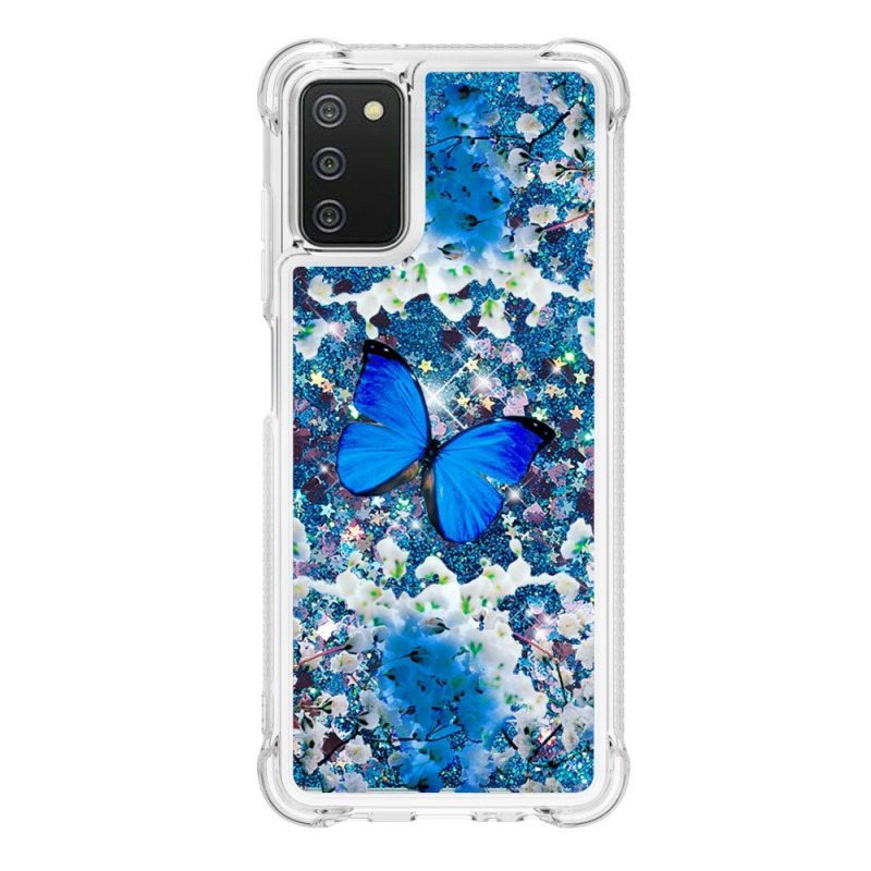 Funda Samsung Galaxy A03s Glitter Blue Butterflies