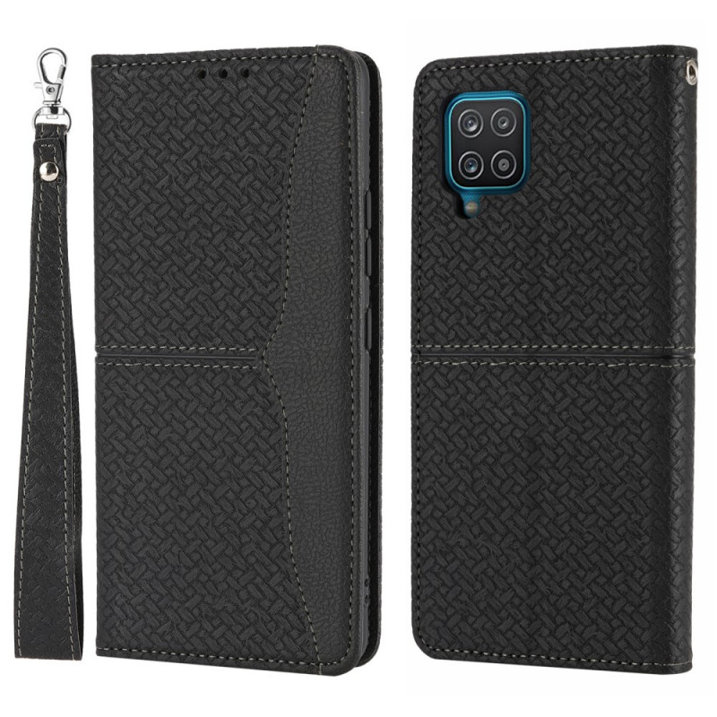 Flip Cover Samsung Galaxy A12 / M12 Style Leather Woven Strap