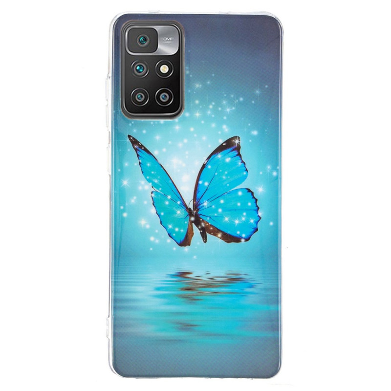 Funda Xiaomi Redmi 10 Butterfly Azul Fluorescente