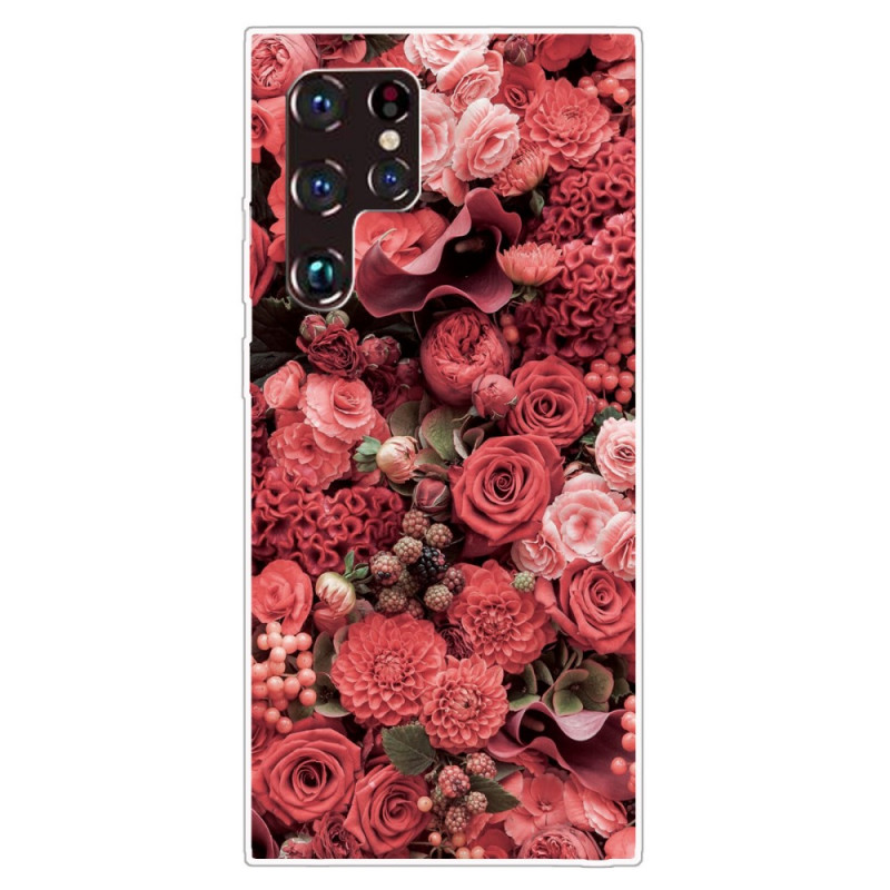 Funda de flor rosa para Samsung Galaxy S22 Ultra 5G