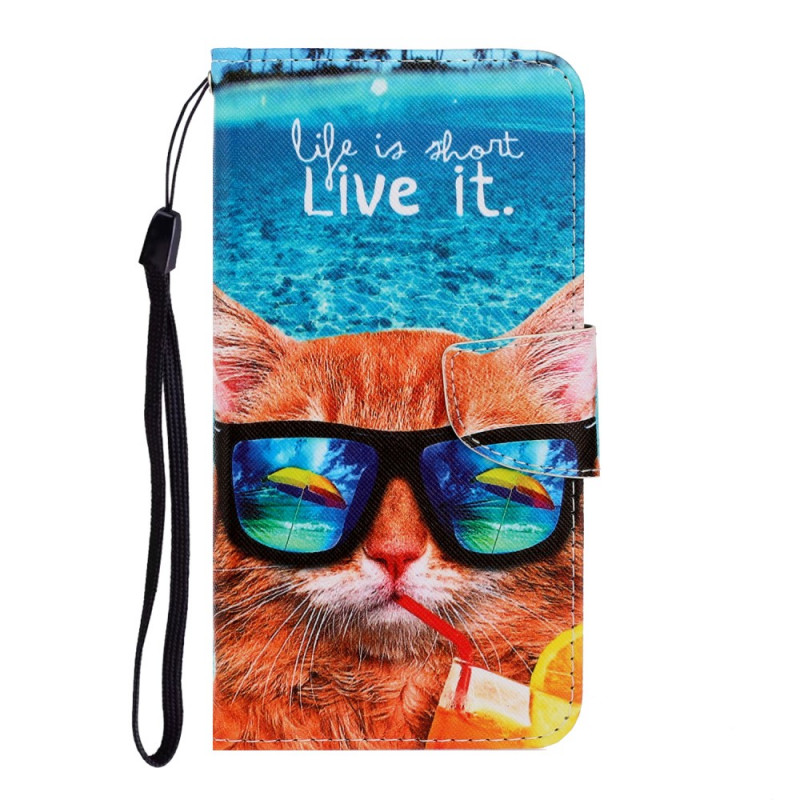 Funda con colgante Samsung Galaxy S22 Ultra 5G Cat Live It