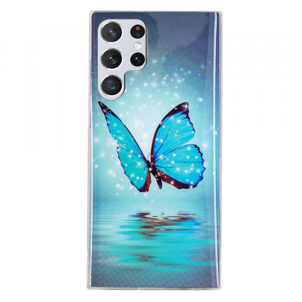 Funda Samsung Galaxy S22 Ultra 5G Mariposas Azul