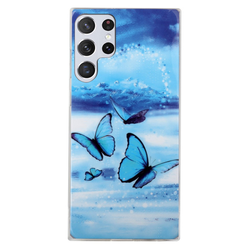 Funda Samsung Galaxy S22 Ultra 5G Mariposas Azul