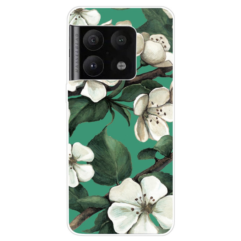 OnePlus 10 Pro 5G Funda Pintada Flores Blancas