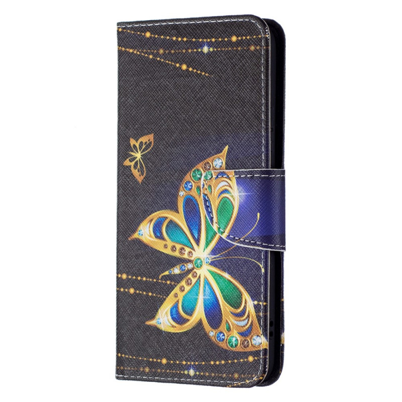 Funda de mariposa dorada para Samsung Galaxy S22 Plus 5G