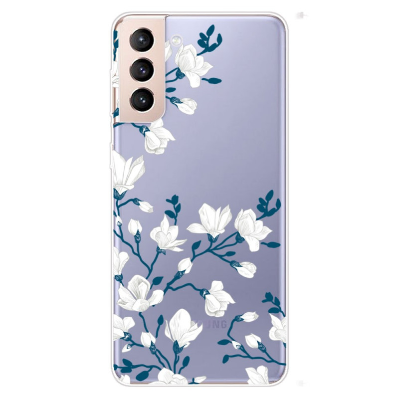 Funda Samsung Galaxy S22 5G Transparente Flores Blancas