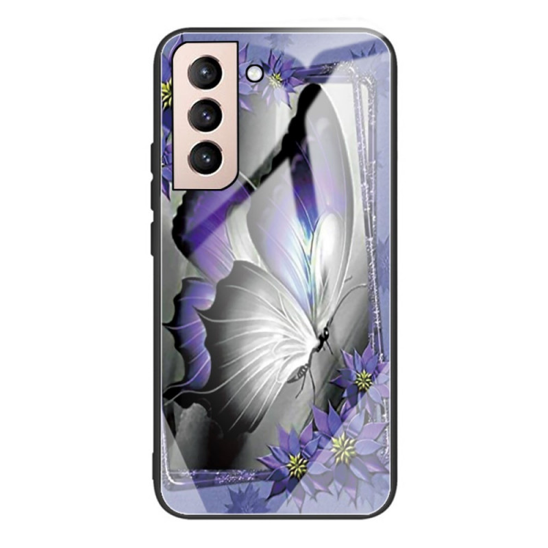 Funda Samsung Galaxy S22 5G de cristal templado Butterfly Purple