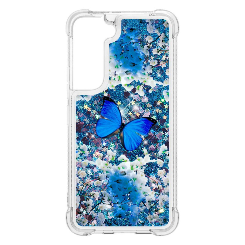 Funda Samsung Galaxy S22 5G Glitter Blue Butterflies
