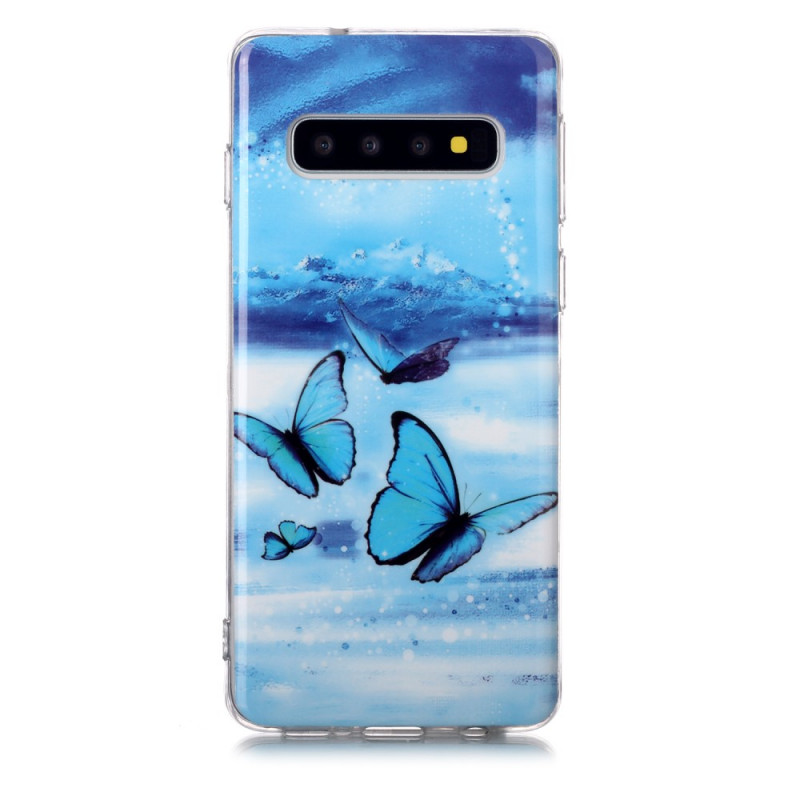 Funda Samsung Galaxy S10 Mariposa Azul Fluorescente