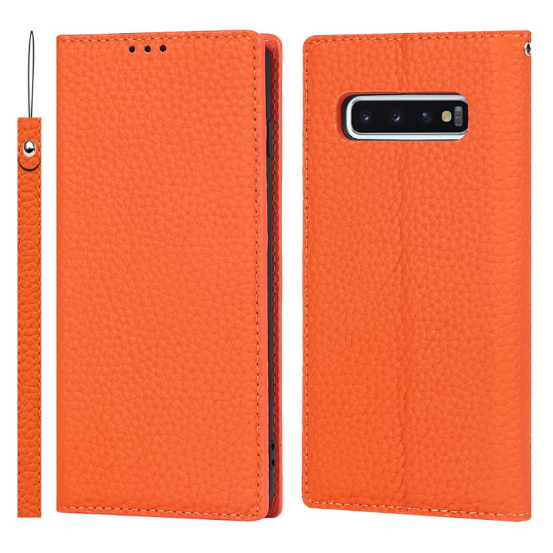 Flip Cover Samsung Galaxy S10 de cuero genuino Colgante de Litchi